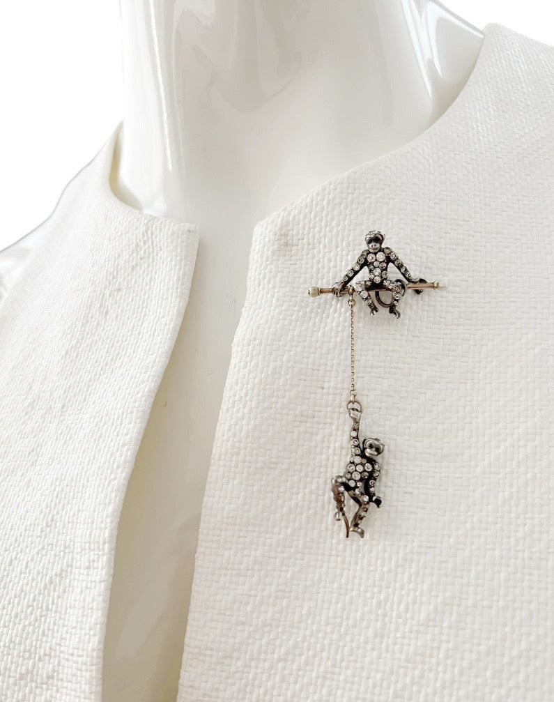 Art Deco Monkey Brooch, Sterling Silver KP 925, Knoll & Pregizer, c.1920s–30s