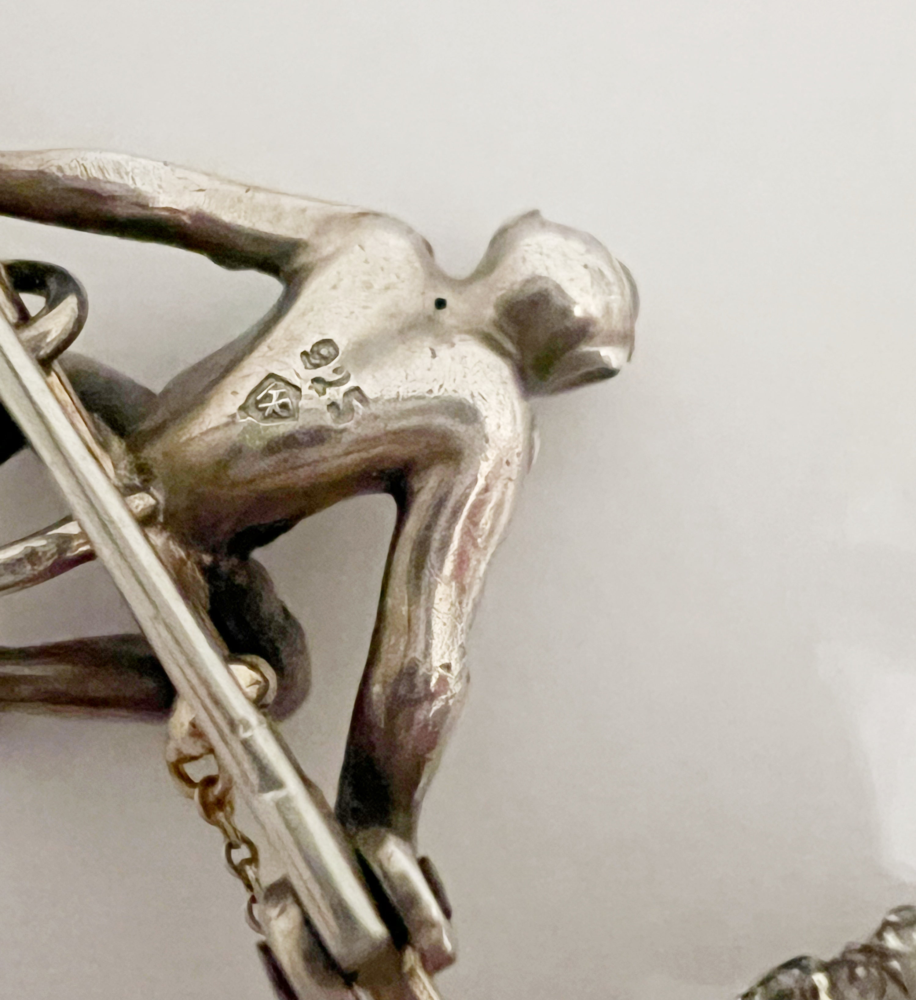Art Deco Monkey Brooch, Sterling Silver KP 925, Knoll & Pregizer, c.1920s–30s