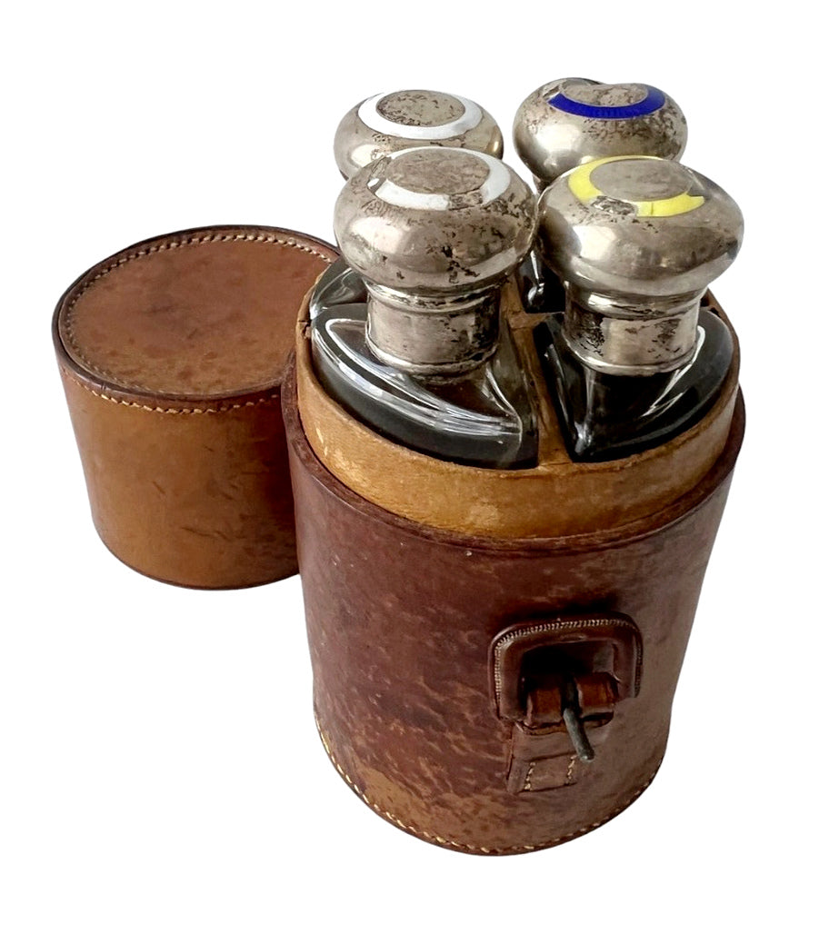 Rare Drew & Sons Travelling Bottle Set George III Silver Caps London 1781