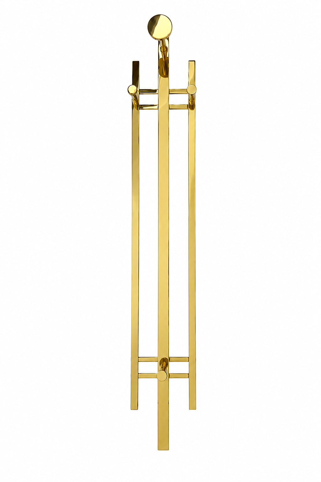 Vintage German Brass Wall Coat Rack, Mid-Century Modern Entryway Hooks, 110 cm Tall