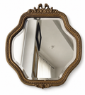 Vintage Louis XVI Style Wall Mirror, Belgian Gilt Wood And Stucco Beveled Mirror