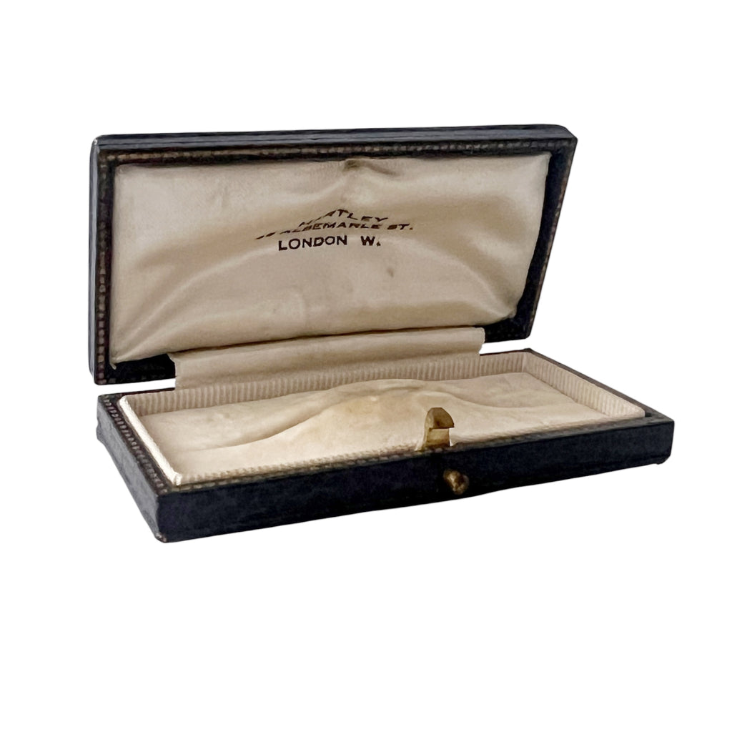 Antique Victorian Jewellery Box, London Mayfair,  Navy Blue Leather, c. 1890