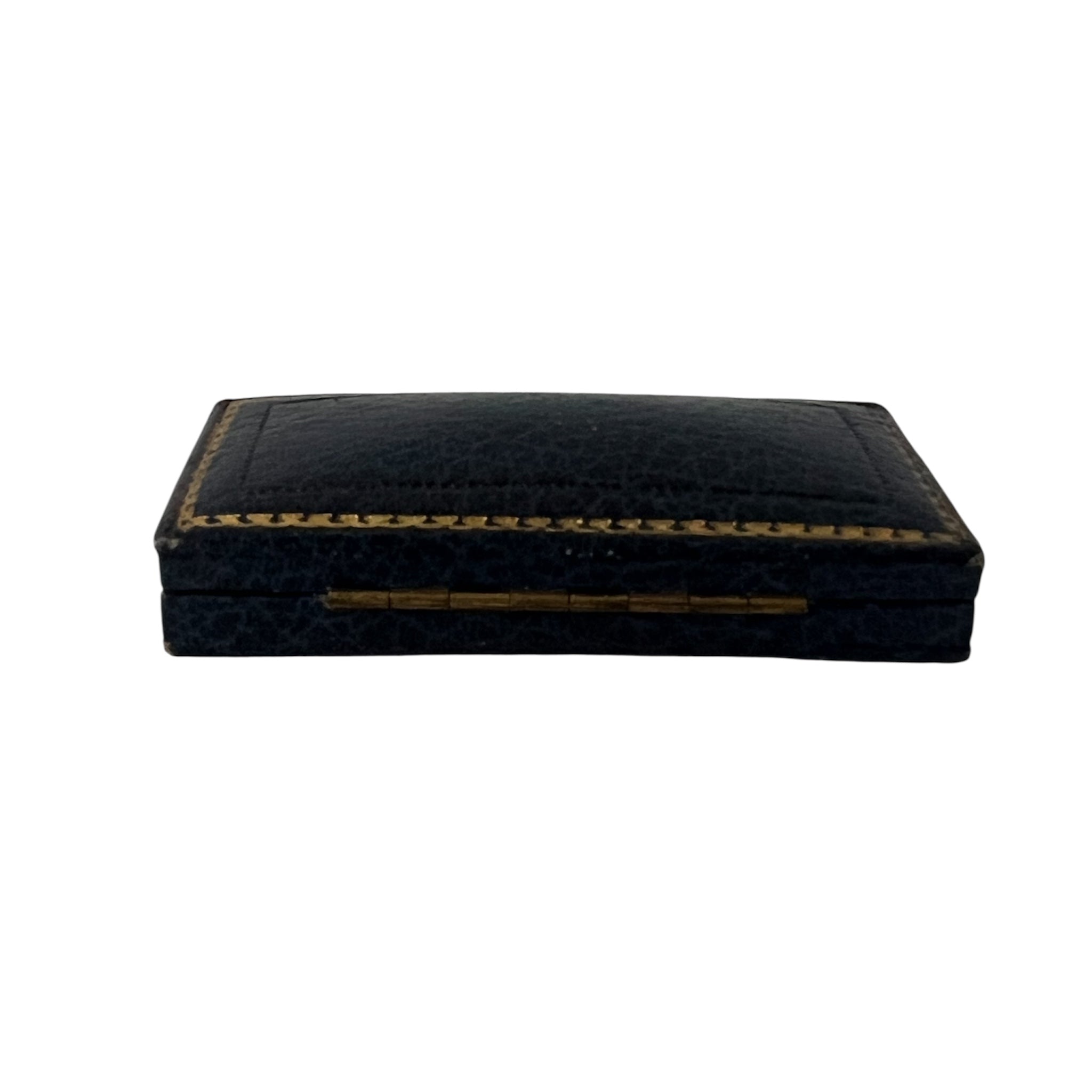Antique Victorian Jewellery Box, London Mayfair,  Navy Blue Leather, c. 1890