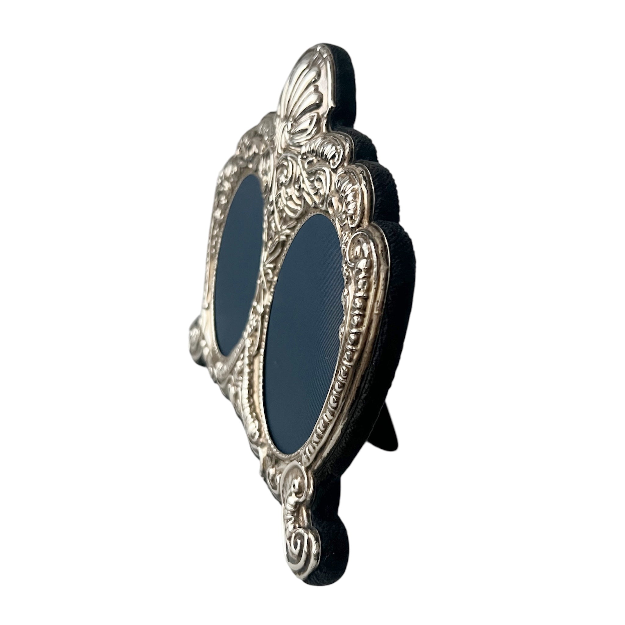 Asprey London Sterling Silver Double Photo Frame Ornate Oval