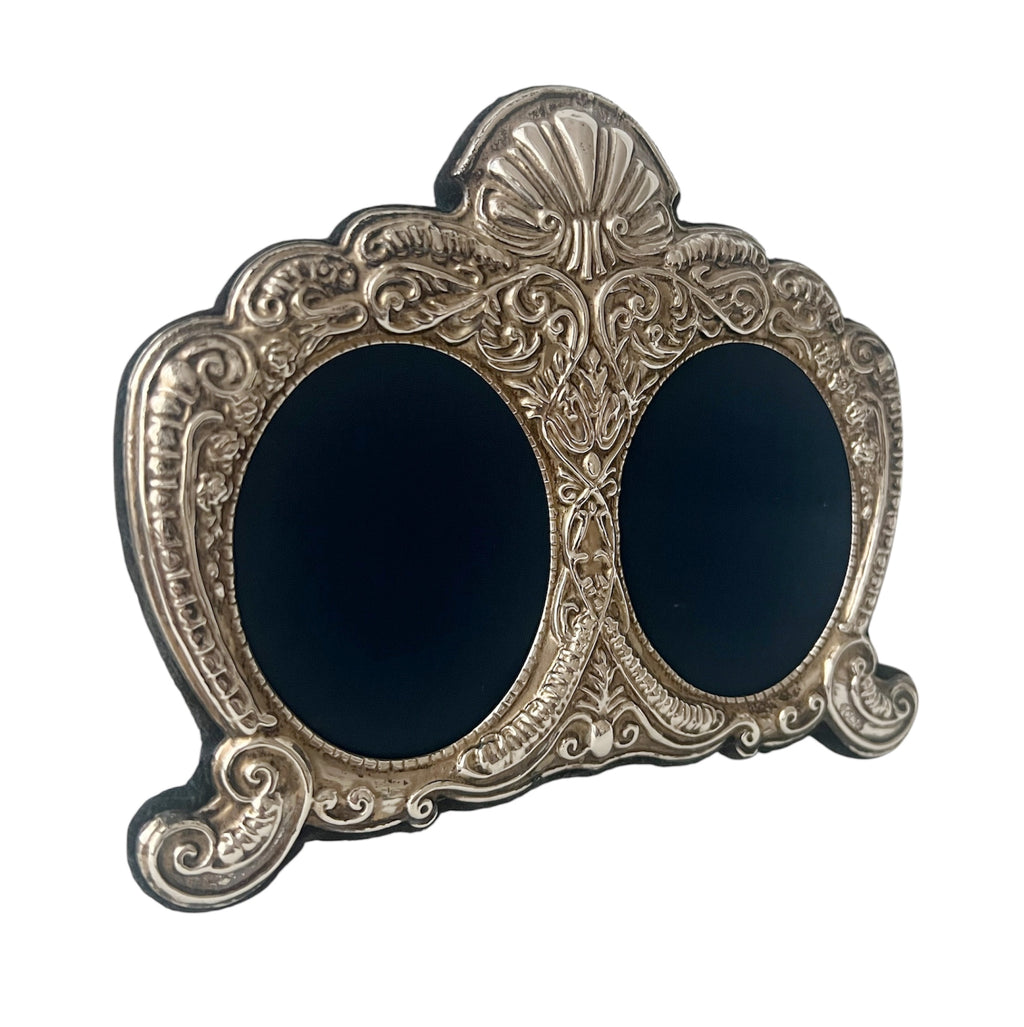 Asprey London Sterling Silver Double Photo Frame Ornate Oval