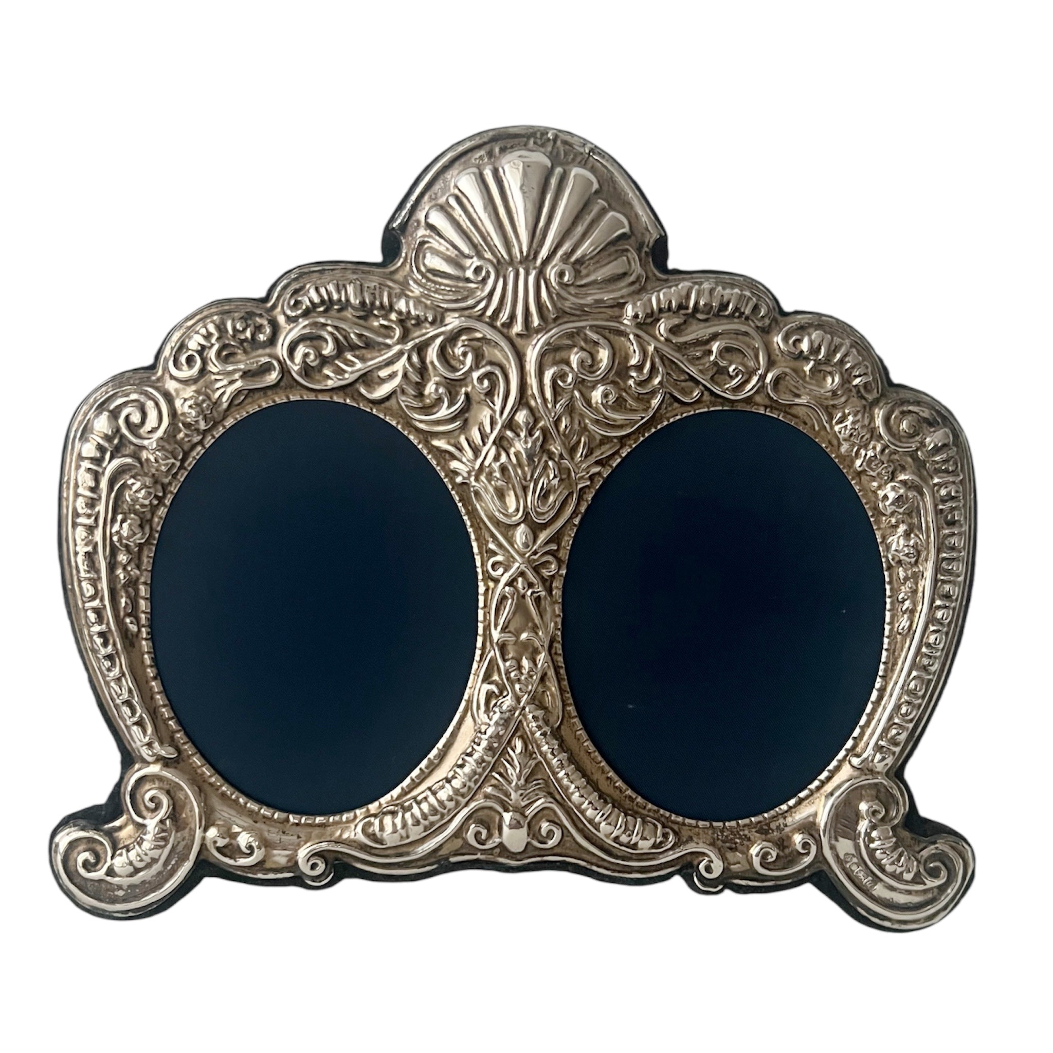 Asprey London Sterling Silver Double Photo Frame Ornate Oval