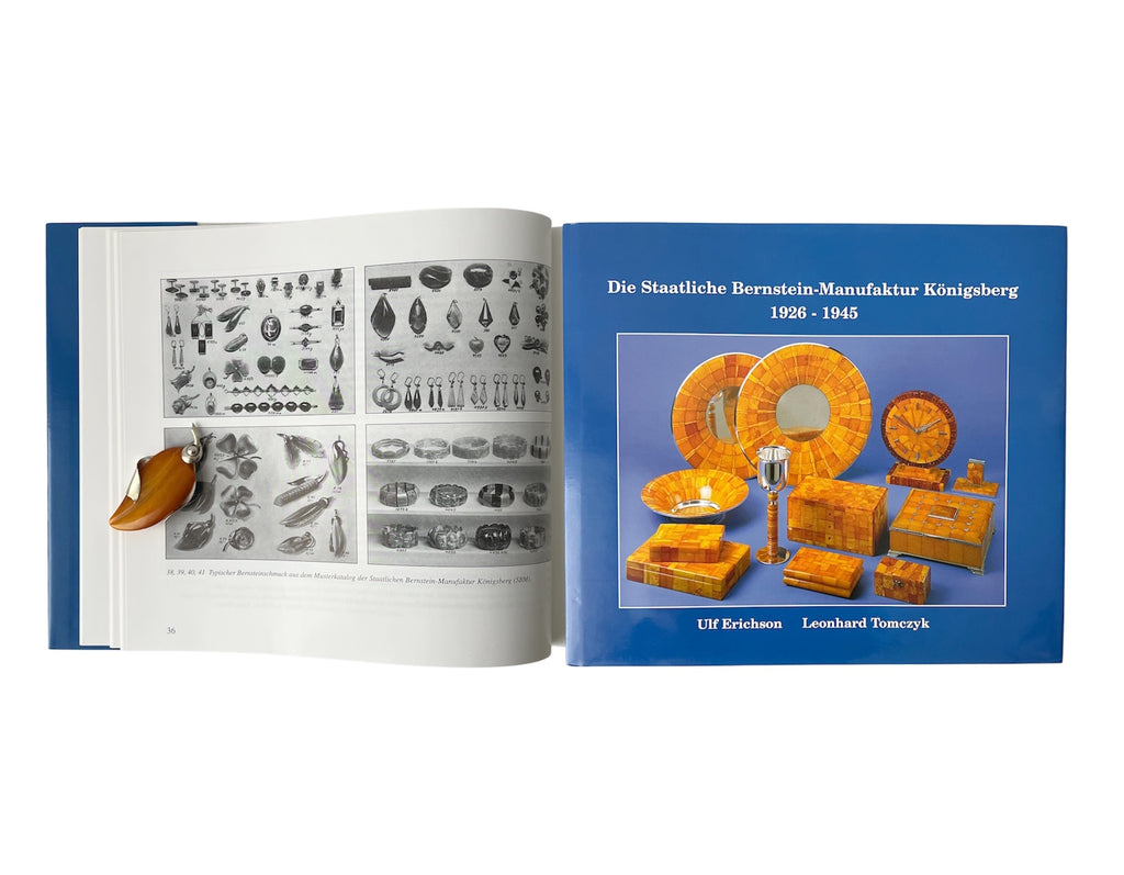 SBM Königsberg Baltic Amber Brooch, 935 Silver Modernist Pin, Staatliche Bernstein-Manufaktur