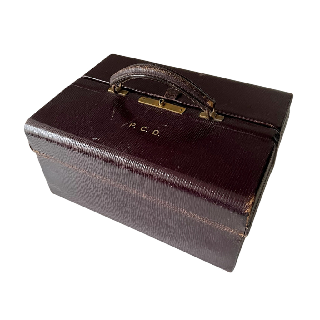 Asprey London Edwardian Leather Vanity Travel Box, Antique Fitted Dressing Case.