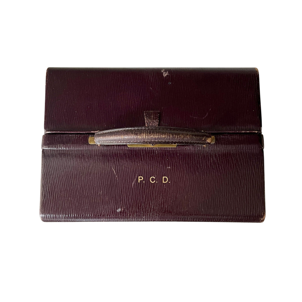 Asprey London Edwardian Leather Vanity Travel Box, Antique Fitted Dressing Case.