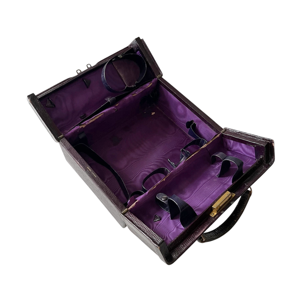 Asprey London Edwardian Leather Vanity Travel Box, Antique Fitted Dressing Case.