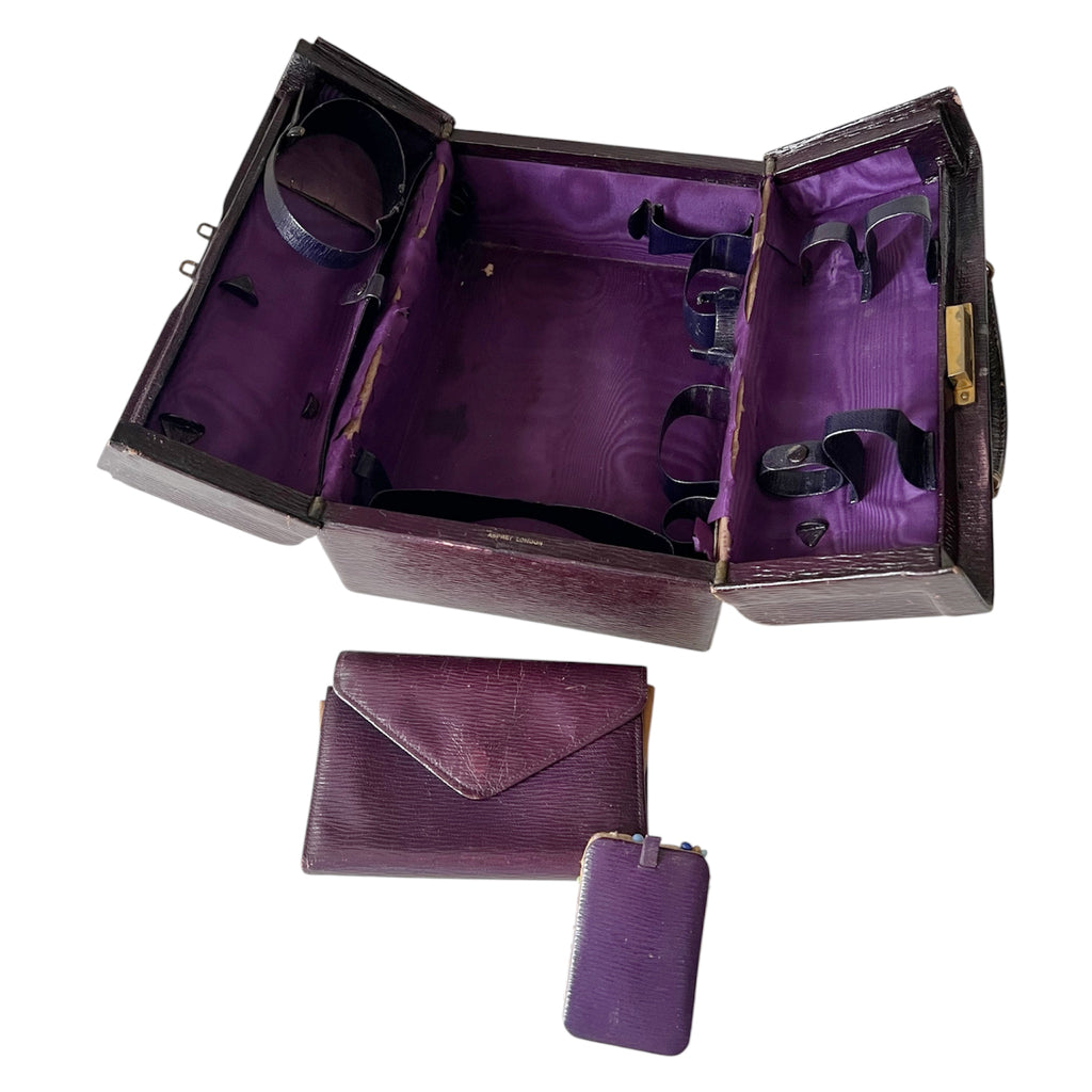 Asprey London Edwardian Leather Vanity Travel Box, Antique Fitted Dressing Case.