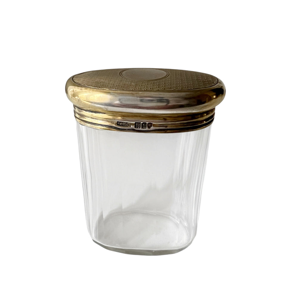 Asprey London Sterling Silver & Glass Vanity Jar – Edwardian Travel Dressing Case Fitting