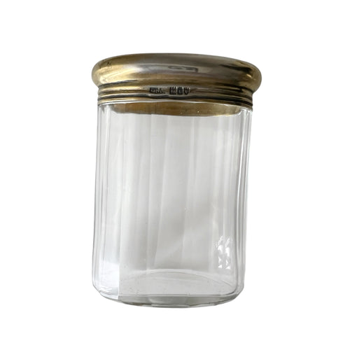 Asprey London Sterling Silver & Glass Vanity Jar – Edwardian Travel Dressing Case Fitting