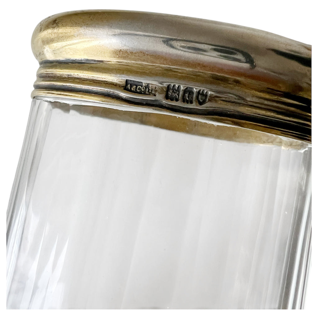 Asprey London Sterling Silver & Glass Vanity Jar – Edwardian Travel Dressing Case Fitting