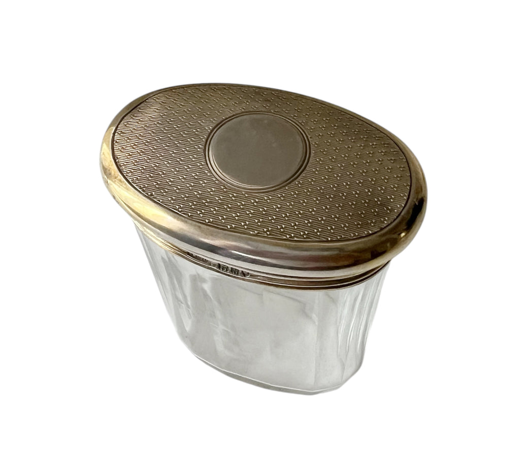 Asprey London Sterling Silver & Glass Vanity Jar – Edwardian Travel Dressing Case Fitting