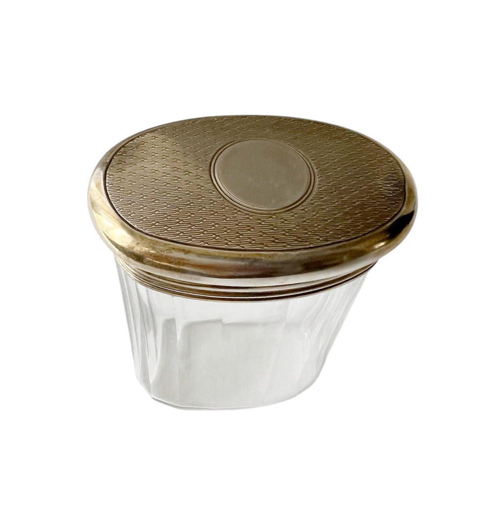 Asprey London Sterling Silver & Glass Vanity Jar – Edwardian Travel Dressing Case Fitting