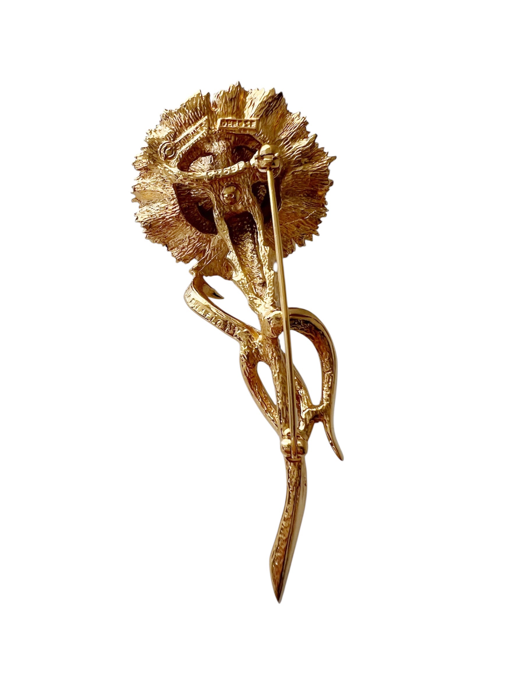 Signed Marcel Boucher Carnation Brooch Flower of the Month Pearl Gold Tone Vintage Floral Pin