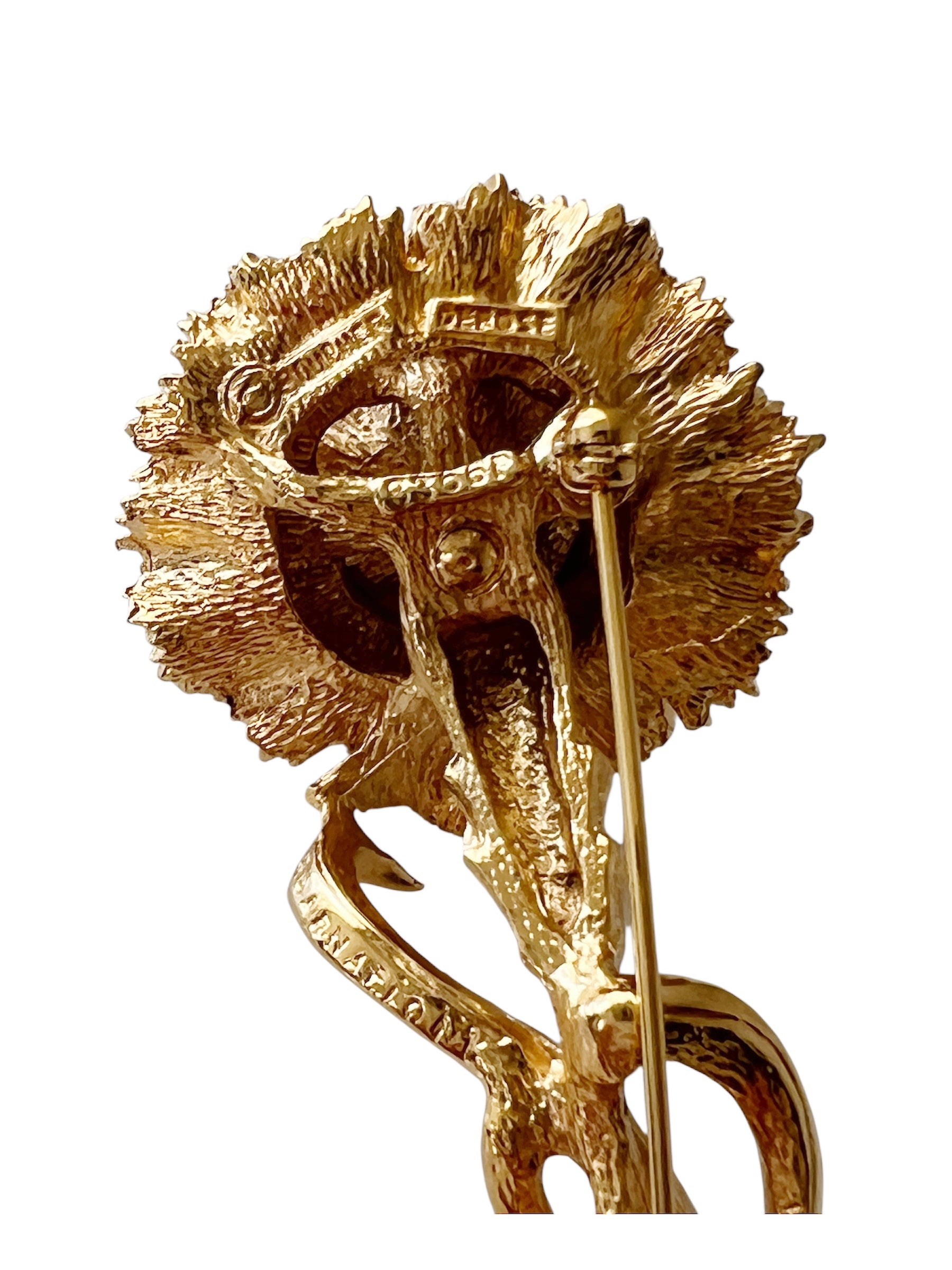 Signed Marcel Boucher Carnation Brooch Flower of the Month Pearl Gold Tone Vintage Floral Pin