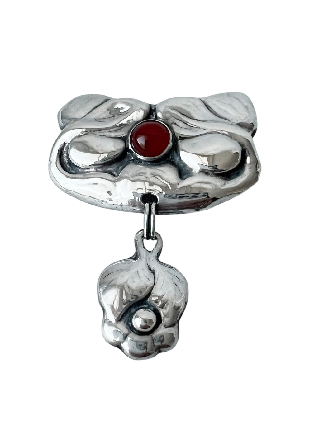Bernhard Hertz Danish Art Nouveau Silver Carnelian Brooch Meyle Meyer Jugendstil Drop Brooch