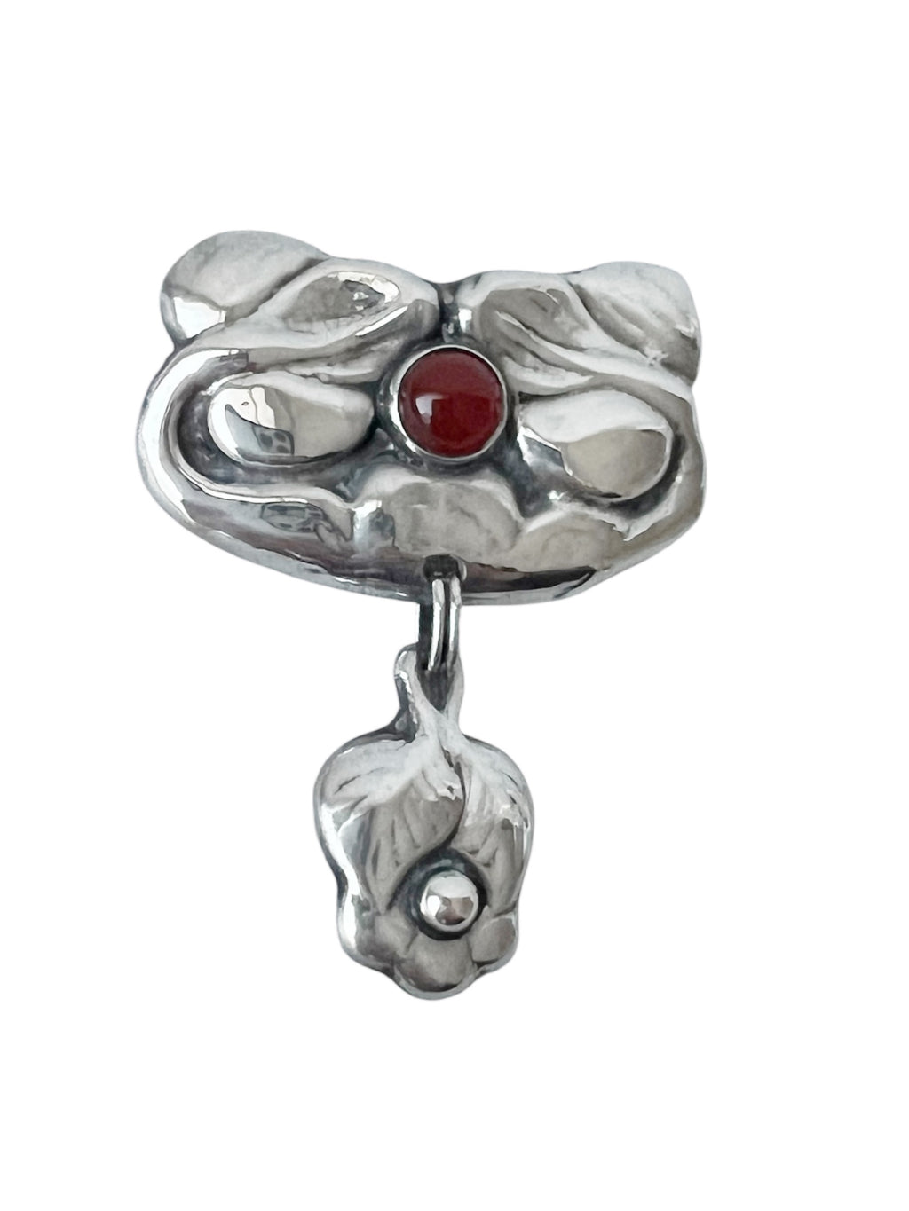 Bernhard Hertz Danish Art Nouveau Silver Carnelian Brooch Meyle Meyer Jugendstil Drop Brooch