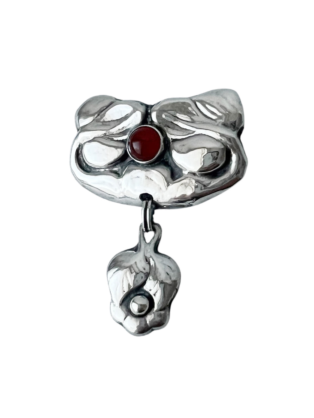 Bernhard Hertz Danish Art Nouveau Silver Carnelian Brooch Meyle Meyer Jugendstil Drop Brooch