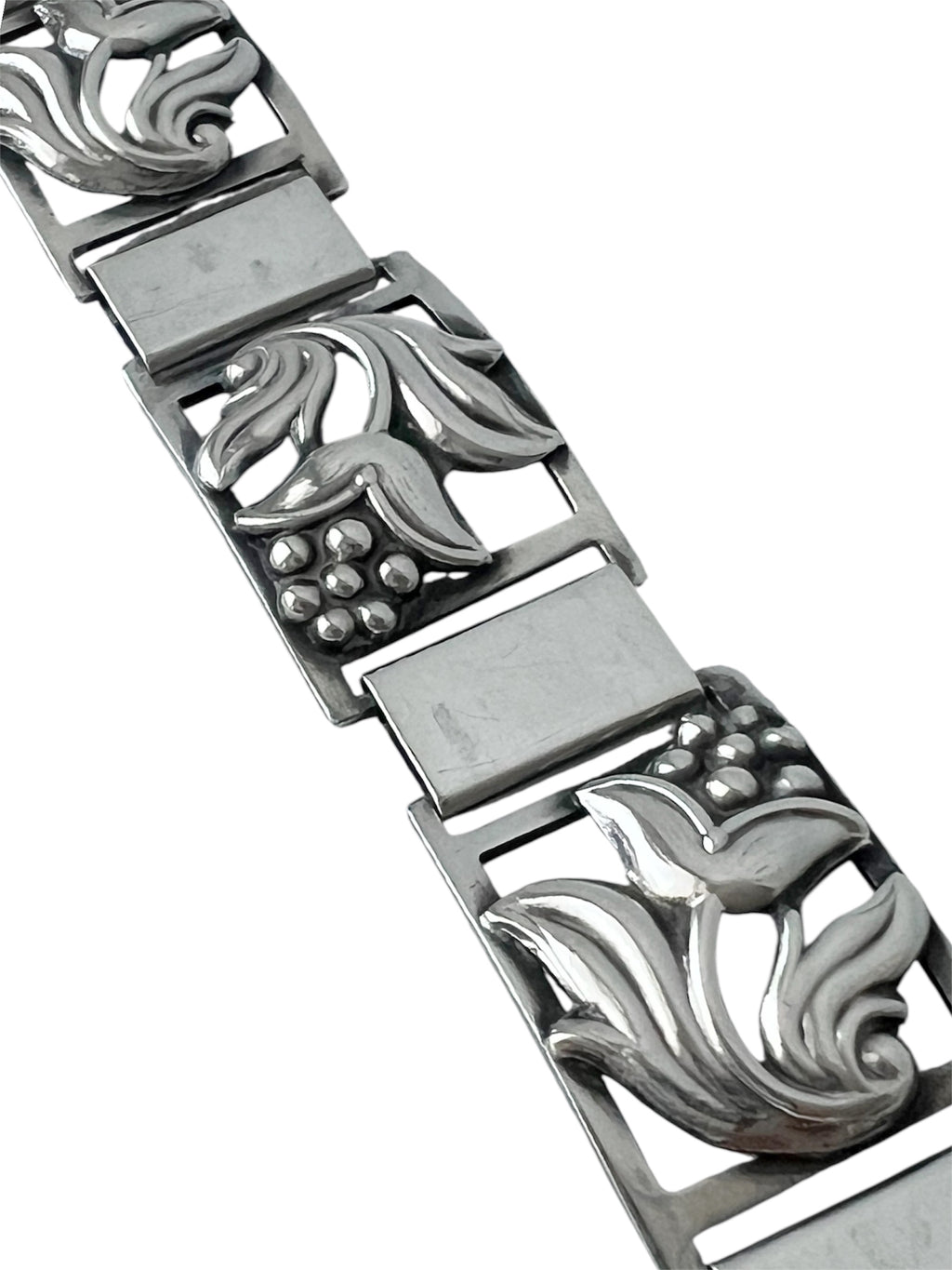 Vintage Danish 830 Silver Floral Link Bracelet – S.H. Mathiesen Art Deco Style