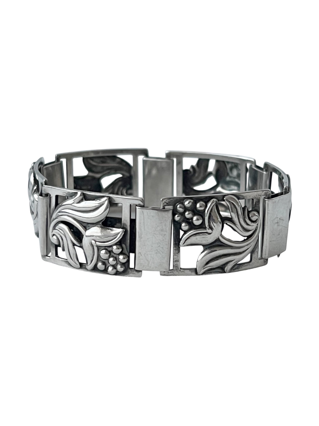 Vintage Danish 830 Silver Floral Link Bracelet – S.H. Mathiesen Art Deco Style