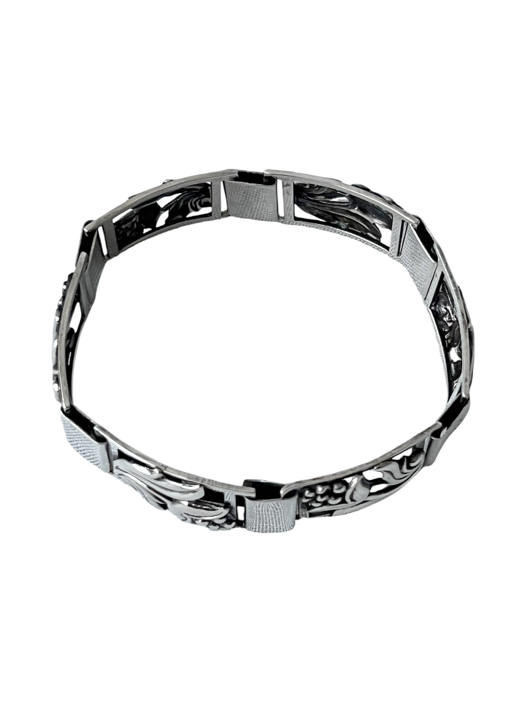 Vintage Danish 830 Silver Floral Link Bracelet – S.H. Mathiesen Art Deco Style
