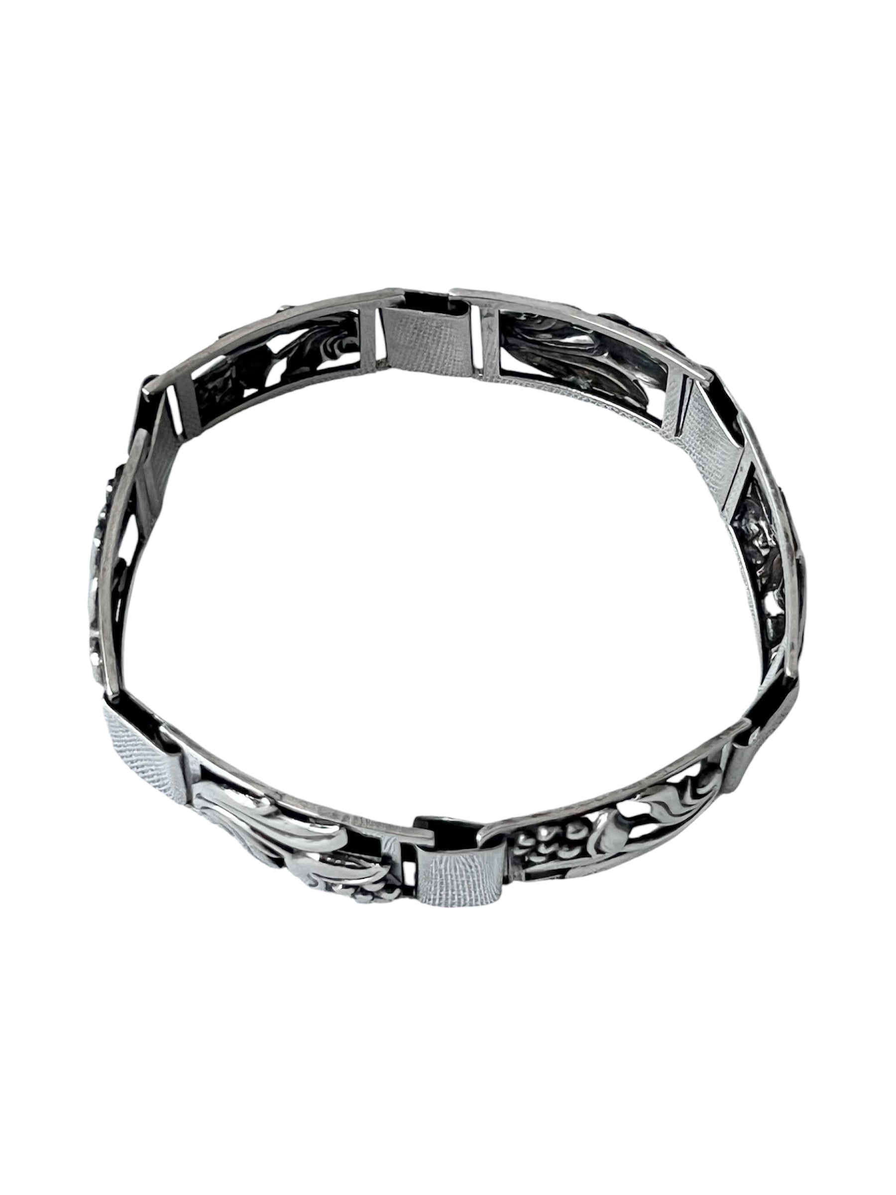 Vintage Danish 830 Silver Floral Link Bracelet – S.H. Mathiesen Art Deco Style
