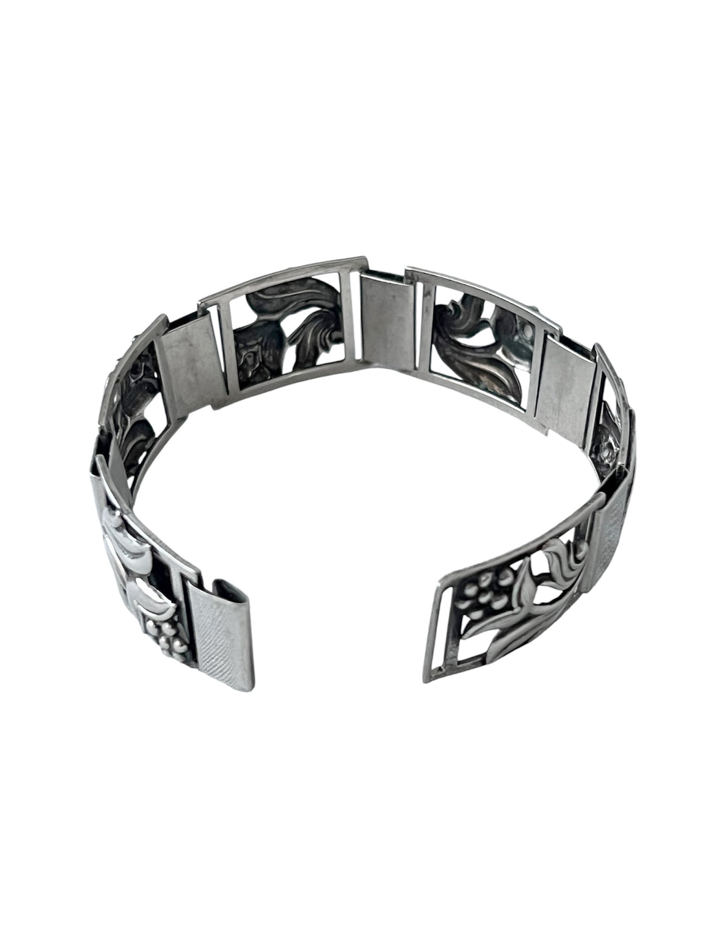 Vintage Danish 830 Silver Floral Link Bracelet – S.H. Mathiesen Art Deco Style