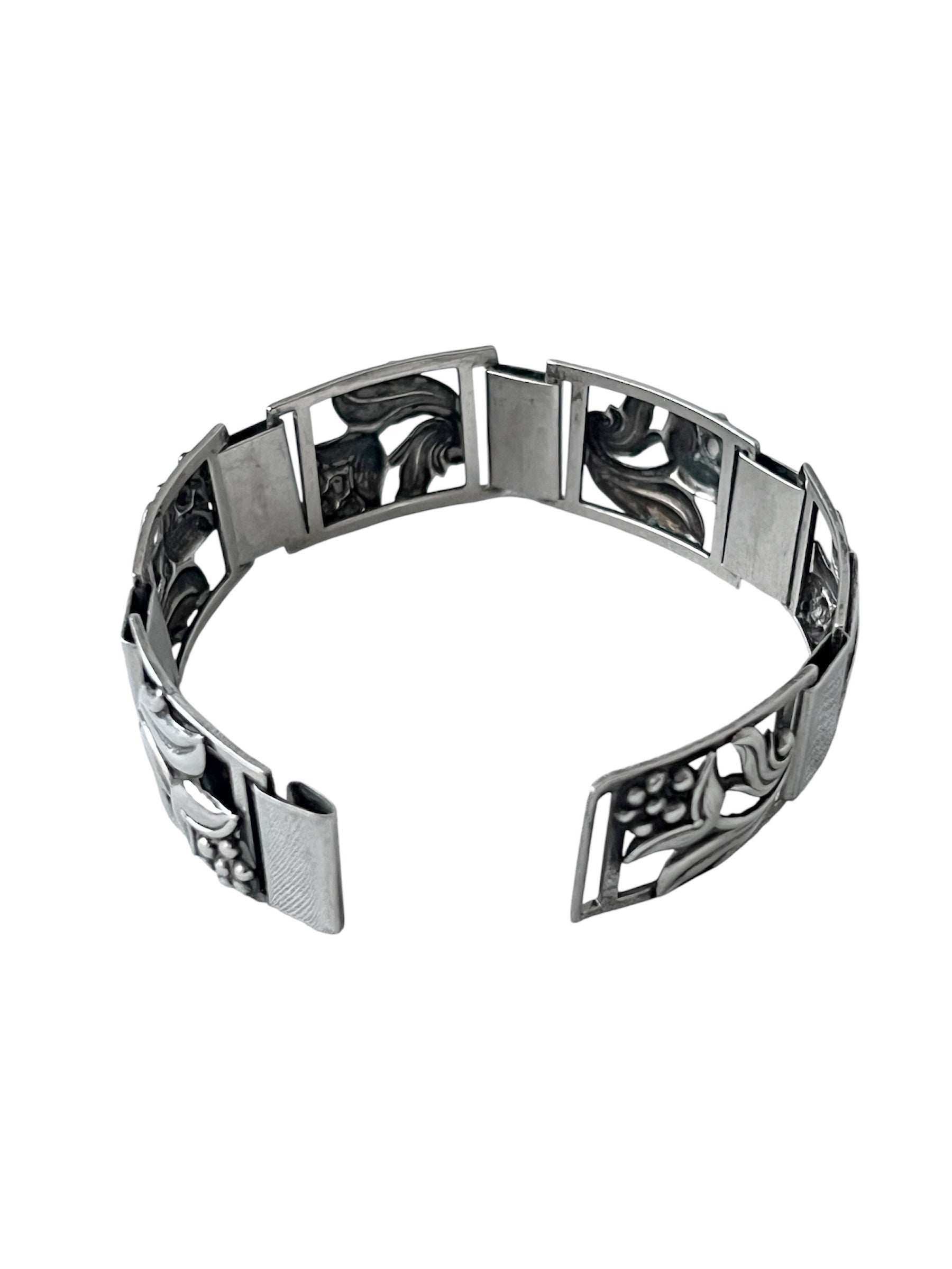 Vintage Danish 830 Silver Floral Link Bracelet – S.H. Mathiesen Art Deco Style