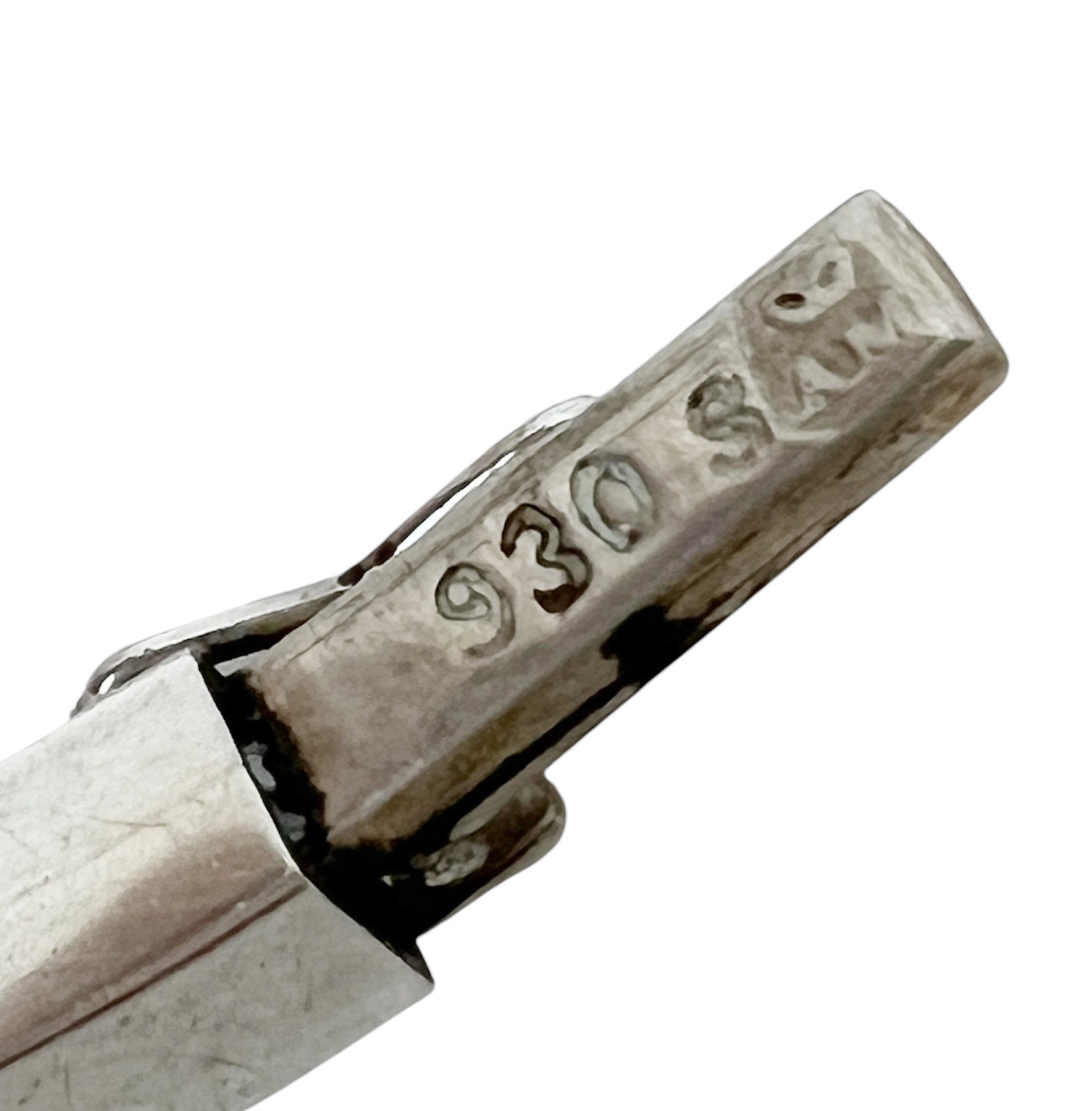 Anton Michelsen, Scandinavian Modernist Silver Hinged Bangle Bracelet, Green Bead 1960s