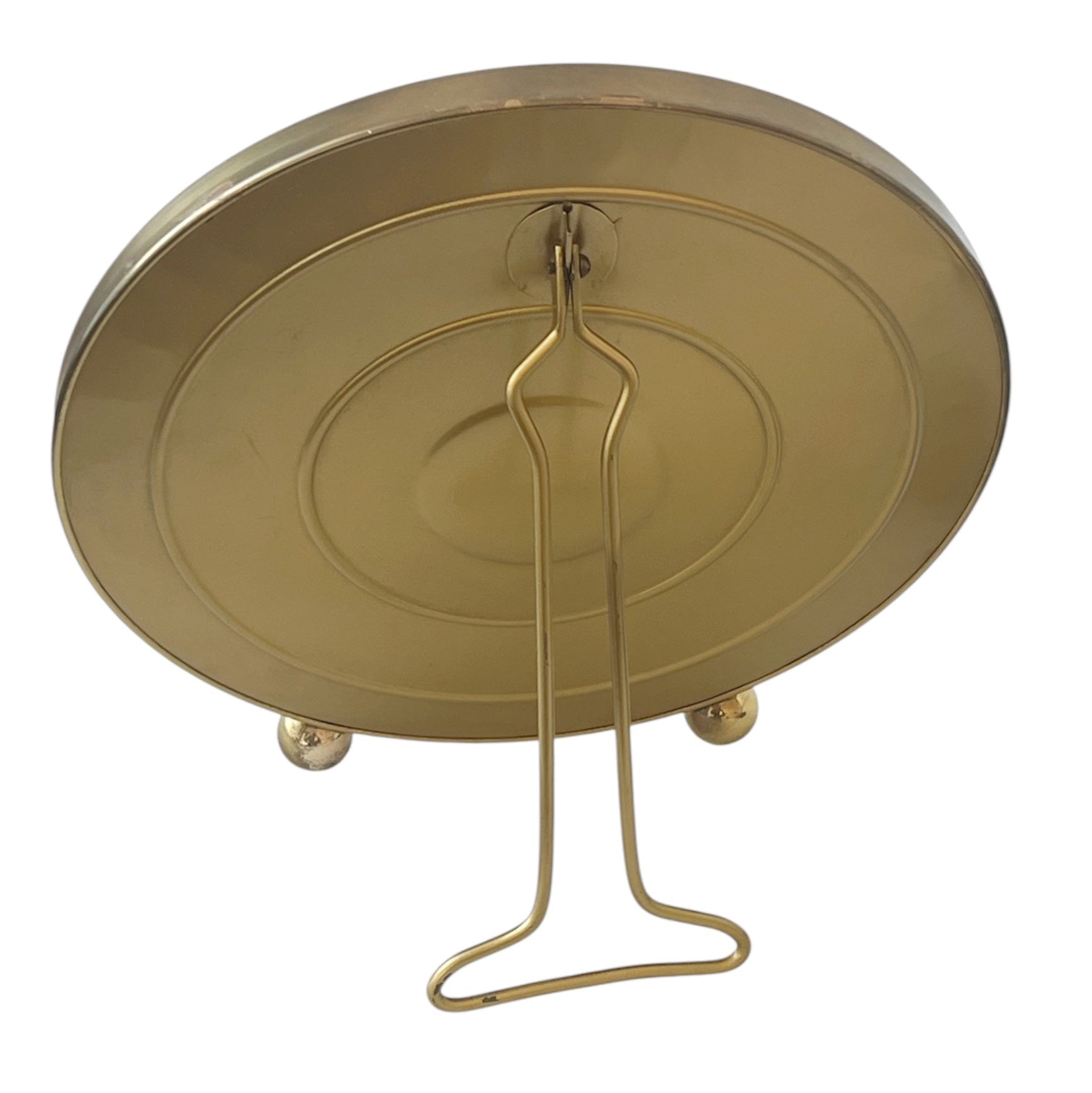 Vintage Solid Brass Vanity Mirror Tabletop Dressing Mirror German 1970s Hollywood Regency