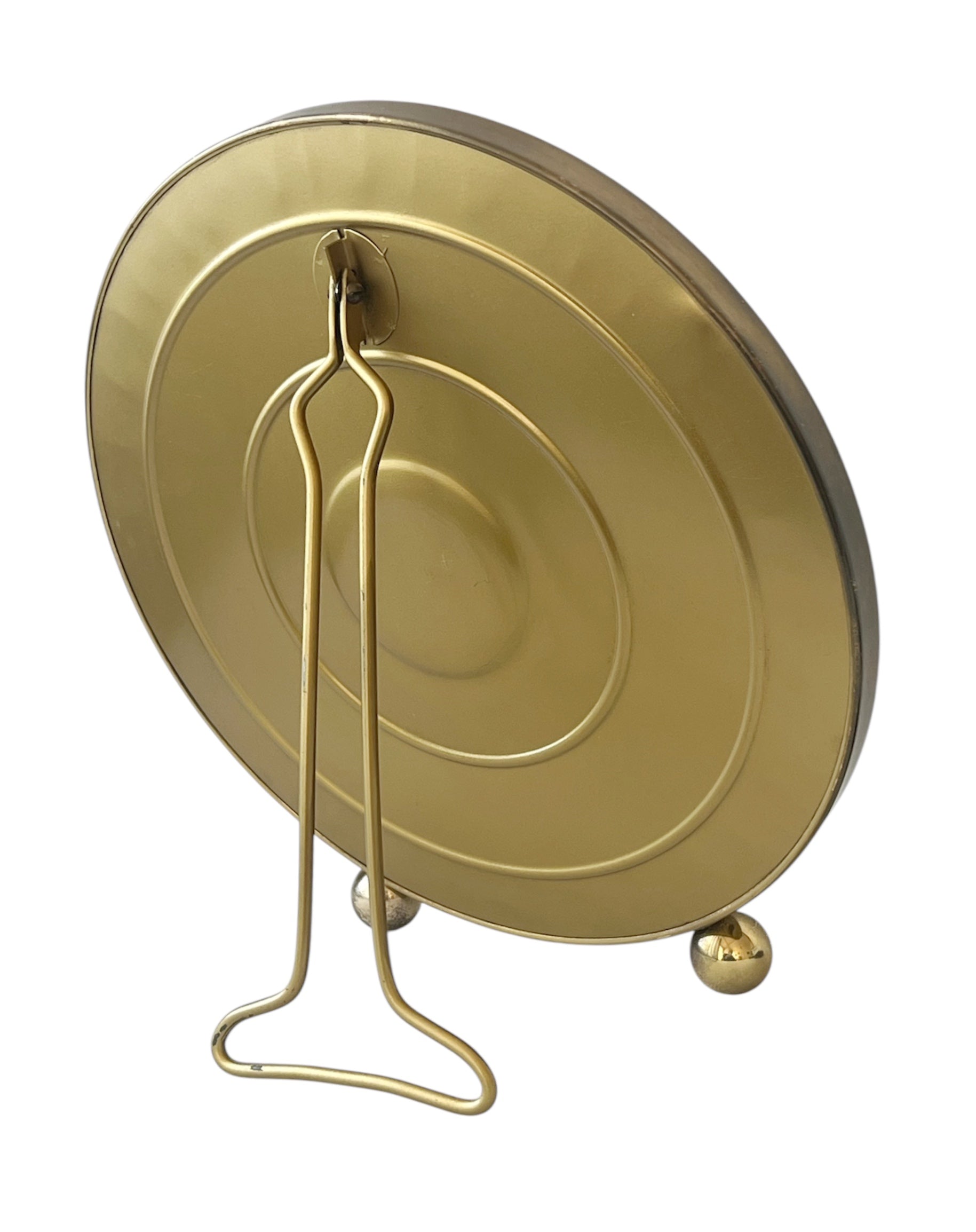 Vintage Solid Brass Vanity Mirror Tabletop Dressing Mirror German 1970s Hollywood Regency