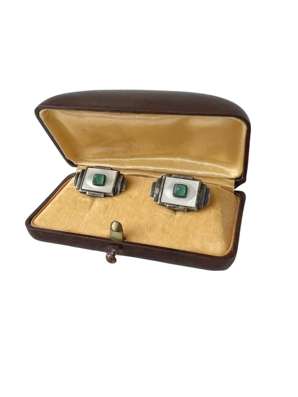 Art Deco Bakelite Jewellery Case Brown Vintage Presentation Case for Earrings or Cufflinks