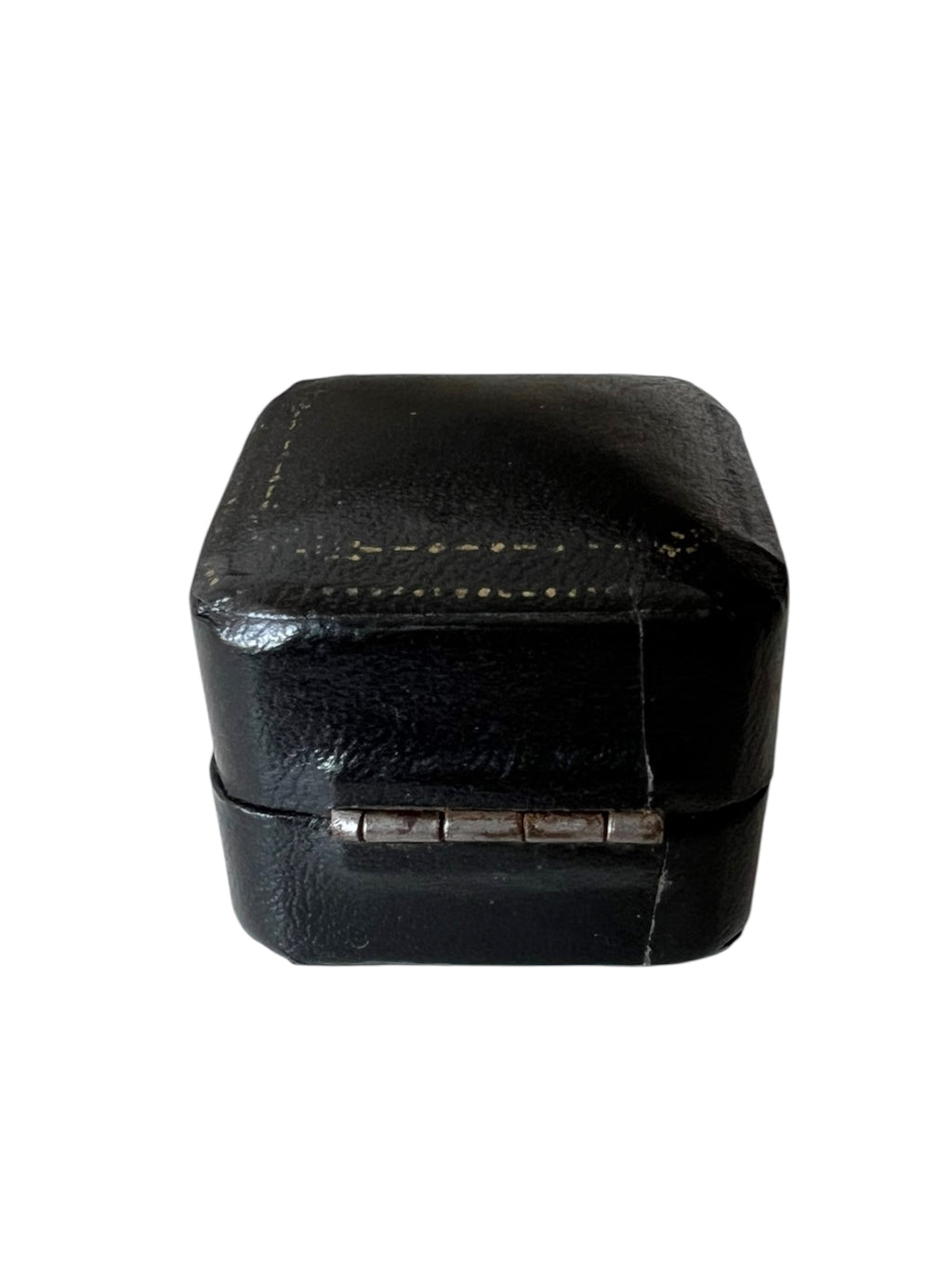 Antique Portsmouth Jeweller Ring Box, Black Leather Presentation Case