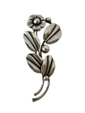Vintage Danish Sterling Silver Floral Brooch Hermann Siersbøl Mid Century Scandinavian Pin