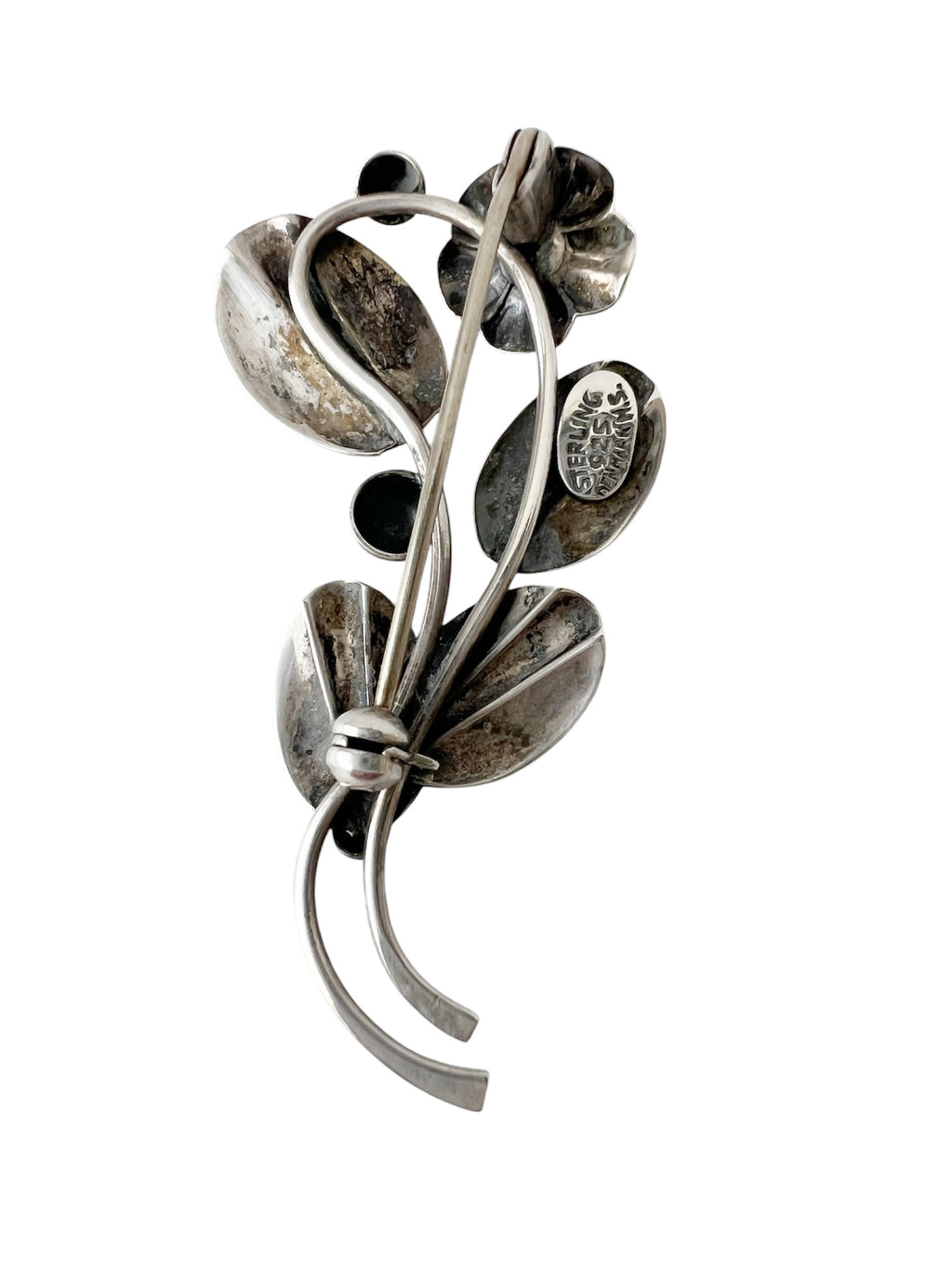 Vintage Danish Sterling Silver Floral Brooch Hermann Siersbøl Mid Century Scandinavian Pin