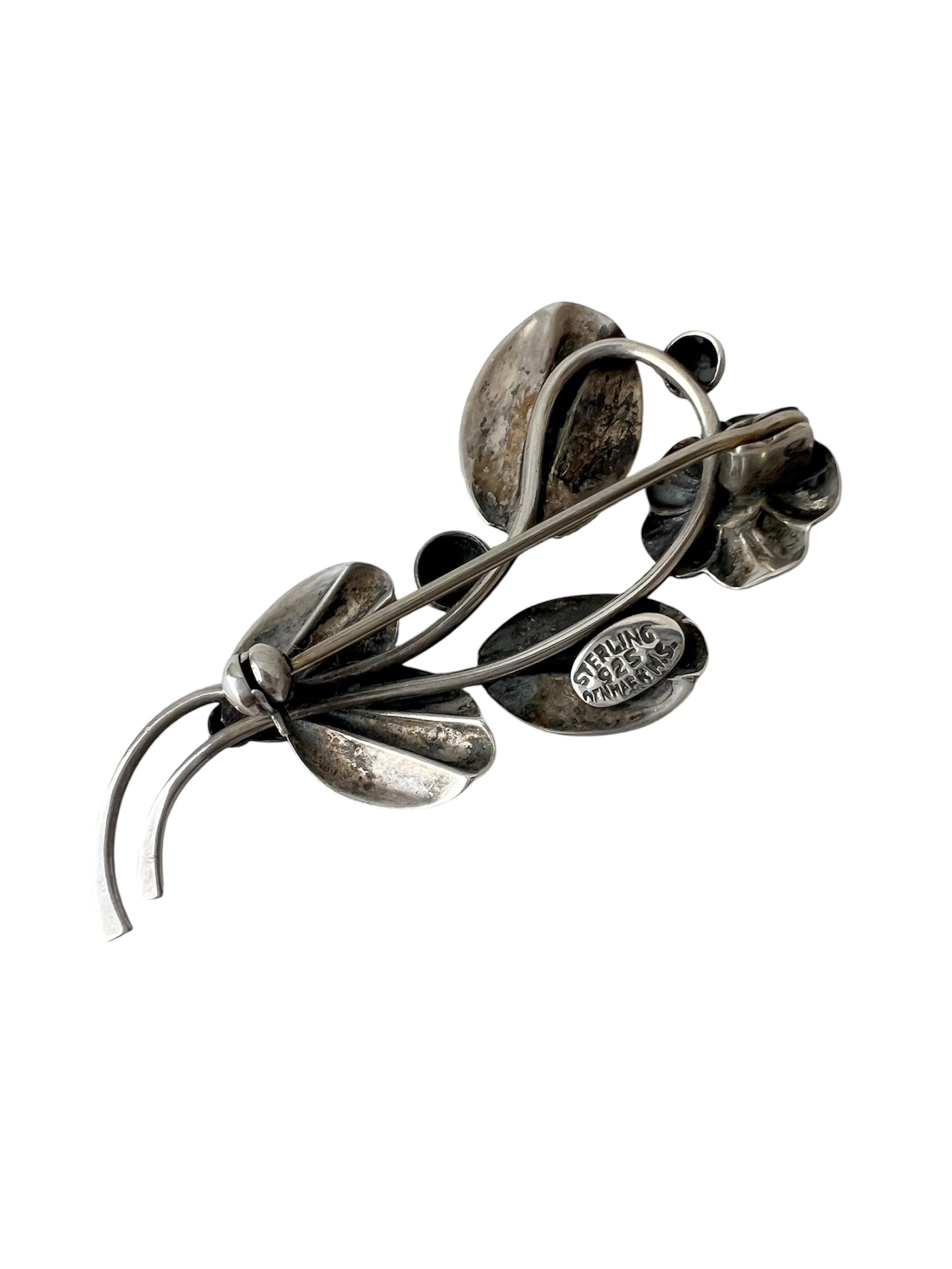 Vintage Danish Sterling Silver Floral Brooch Hermann Siersbøl Mid Century Scandinavian Pin