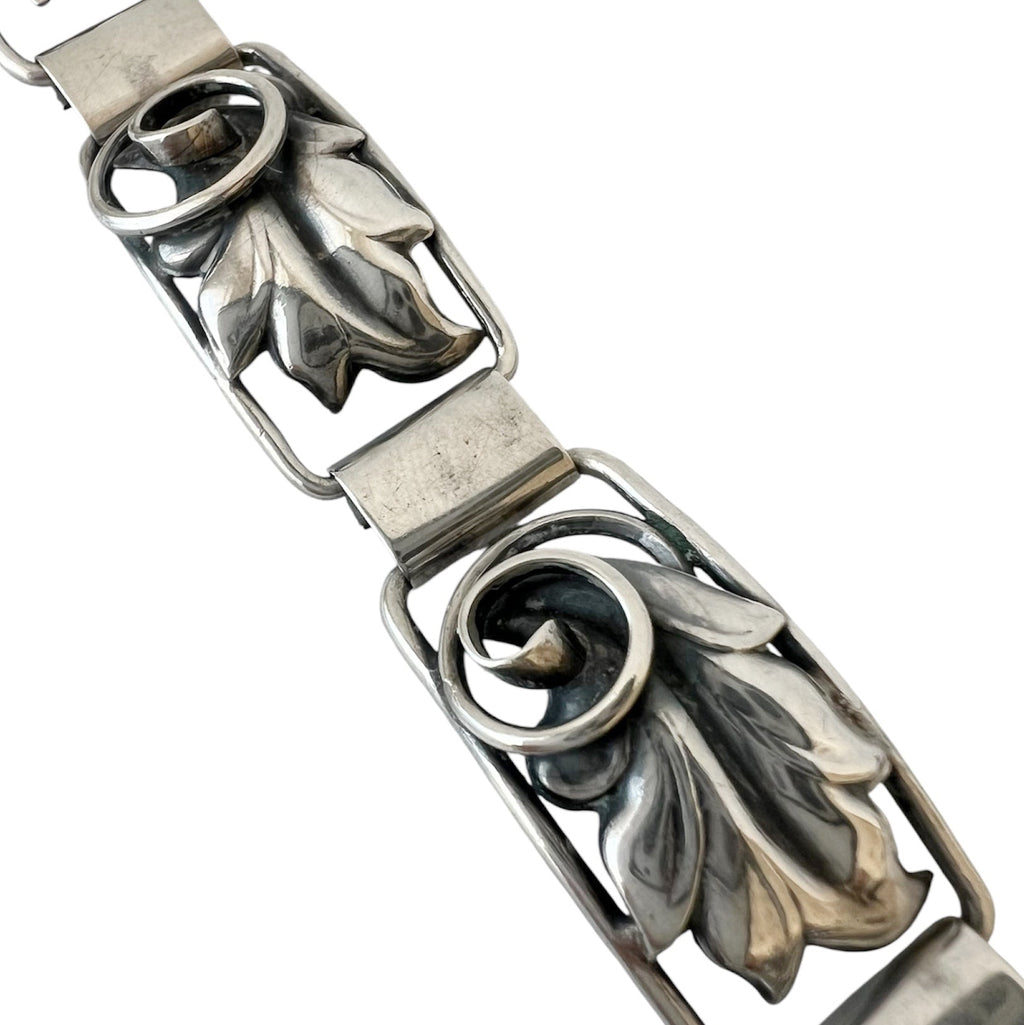 Torben Bang Danish Modernist Silver Bracelet 830S Leaf Link Scandinavian Design