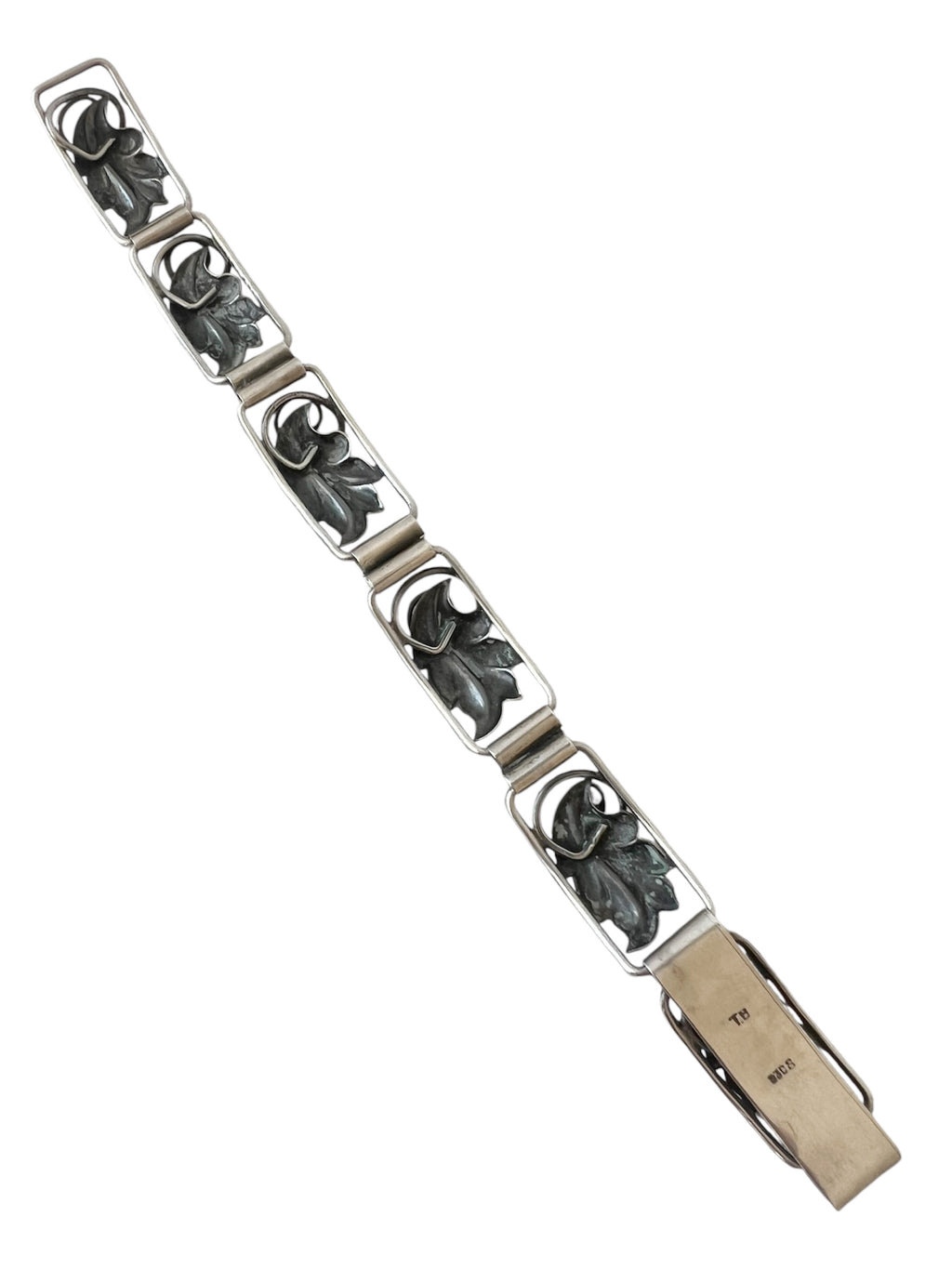 Torben Bang Danish Modernist Silver Bracelet 830S Leaf Link Scandinavian Design