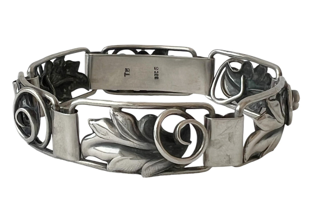 Torben Bang Danish Modernist Silver Bracelet 830S Leaf Link Scandinavian Design