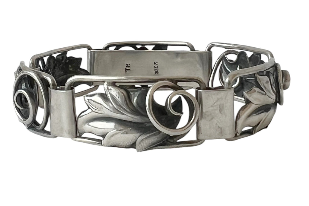 Torben Bang Danish Modernist Silver Bracelet 830S Leaf Link Scandinavian Design