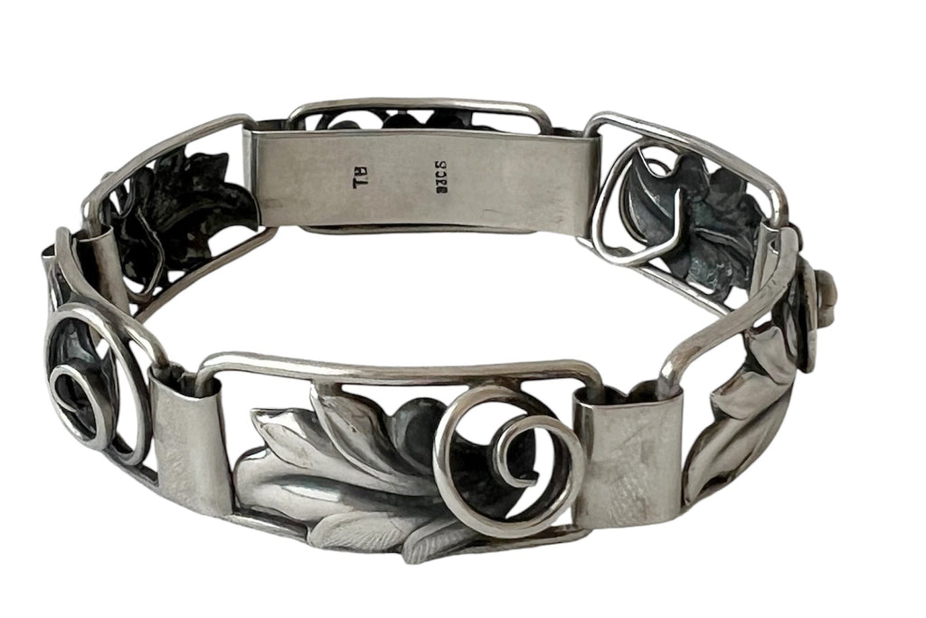 Torben Bang Danish Modernist Silver Bracelet 830S Leaf Link Scandinavian Design