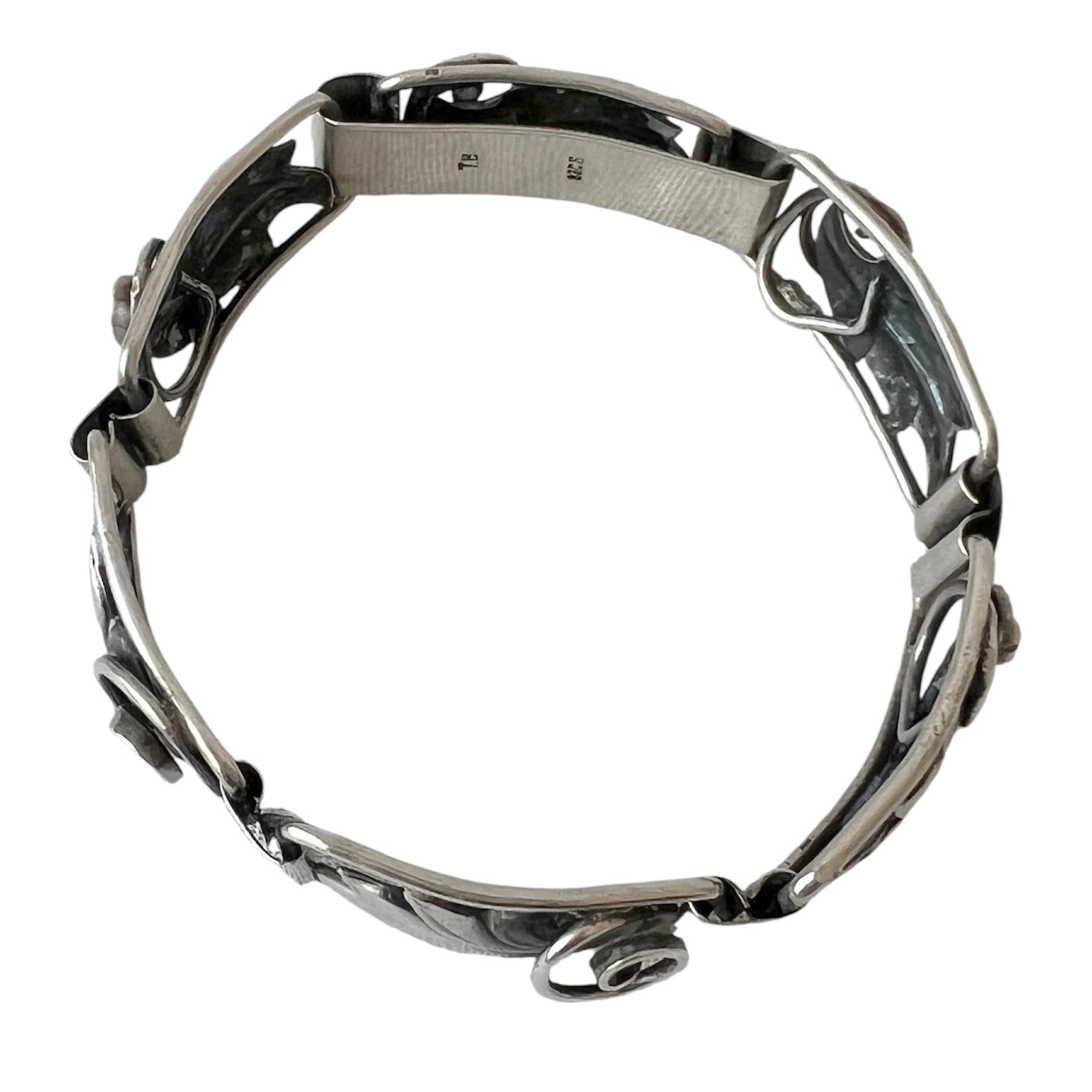 Torben Bang Danish Modernist Silver Bracelet 830S Leaf Link Scandinavian Design