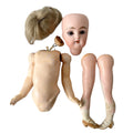 Antique German Bisque Head Mignonette Doll c.1900 Sleep Eyes Mohair Wig 19 cm