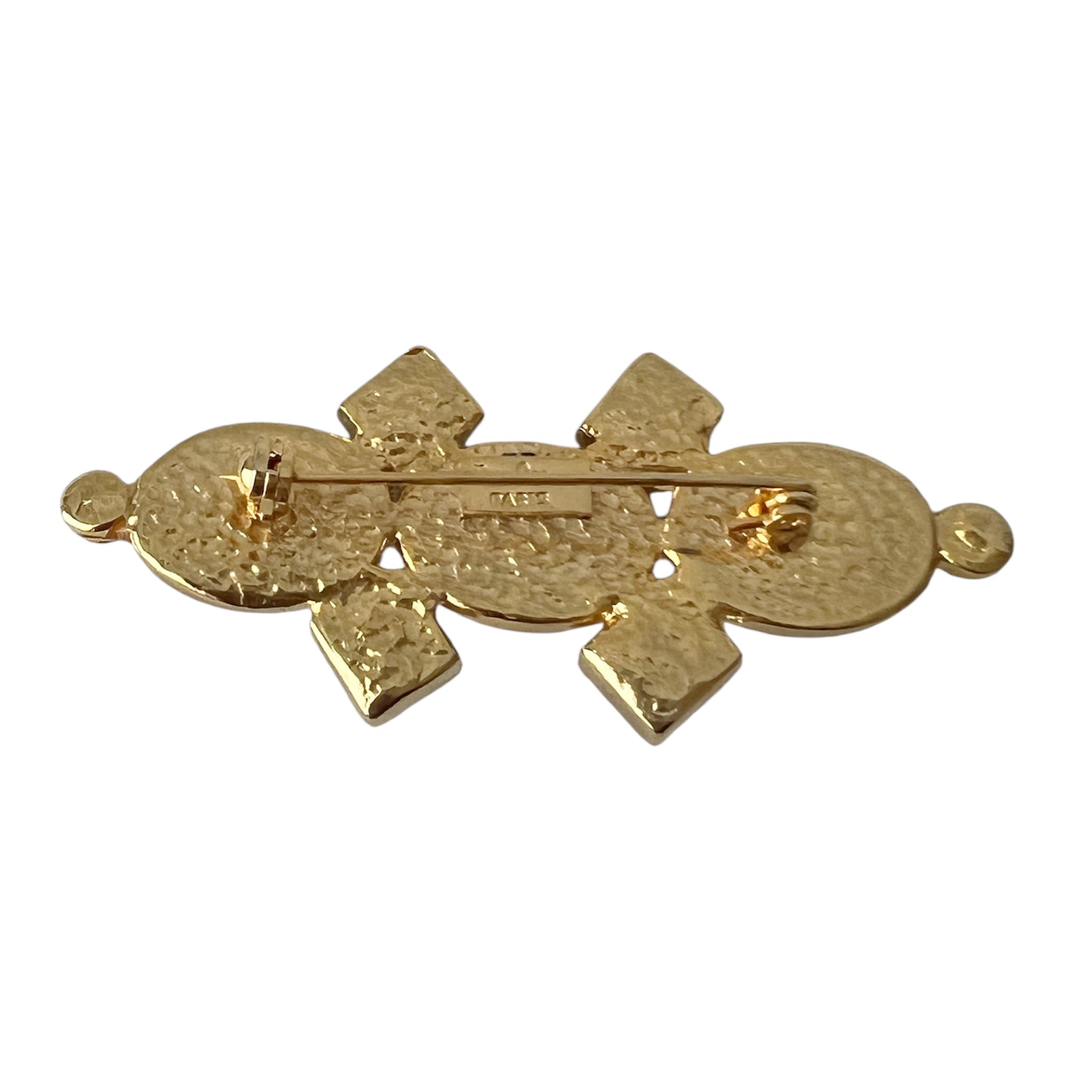 Pierre Cardin Paris Vintage Brooch Gold Tone Black Cabochon Crystal