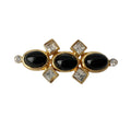 Pierre Cardin Paris Vintage Brooch Gold Tone Black Cabochon Crystal