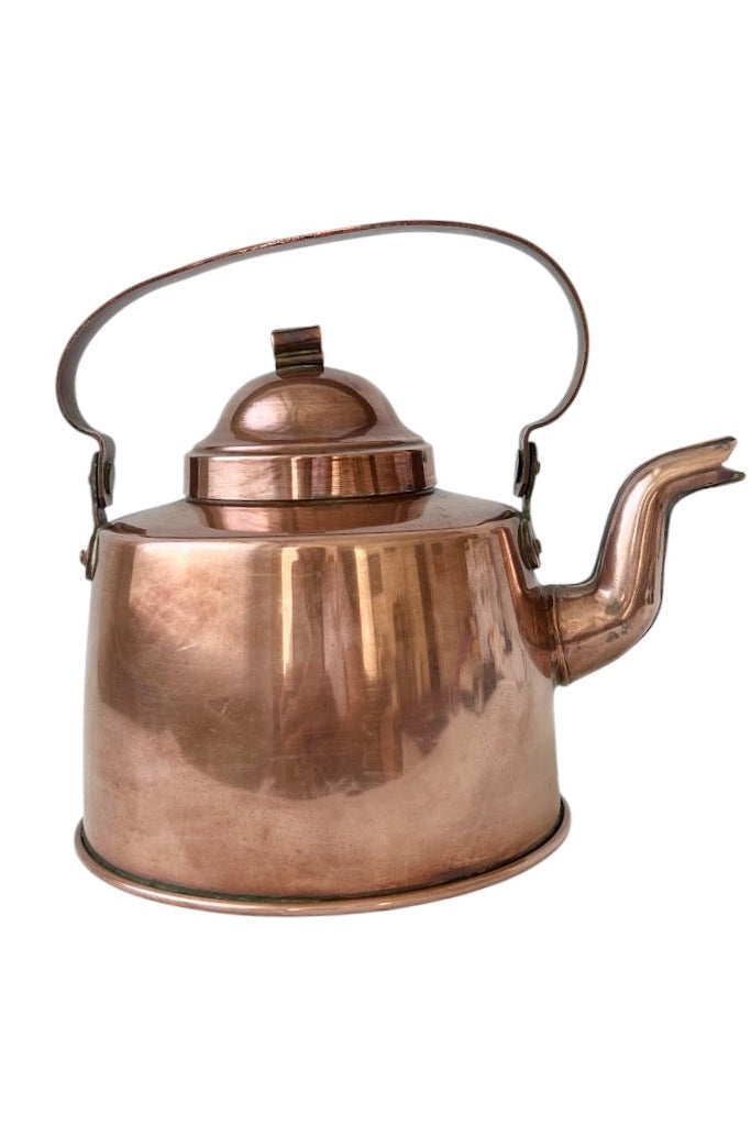 Antique Swedish Copper Kettle, Vintage Rustic Tea Pot,  Kitchen Decor