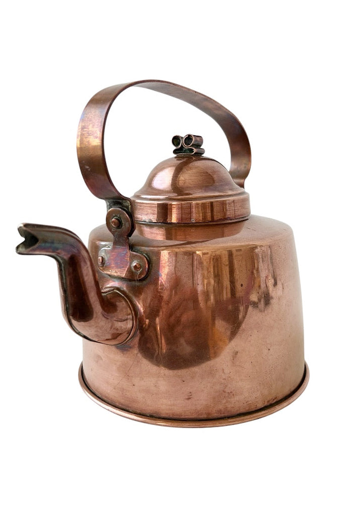 Antique Swedish Copper Kettle, Vintage Rustic Tea Pot,  Kitchen Decor